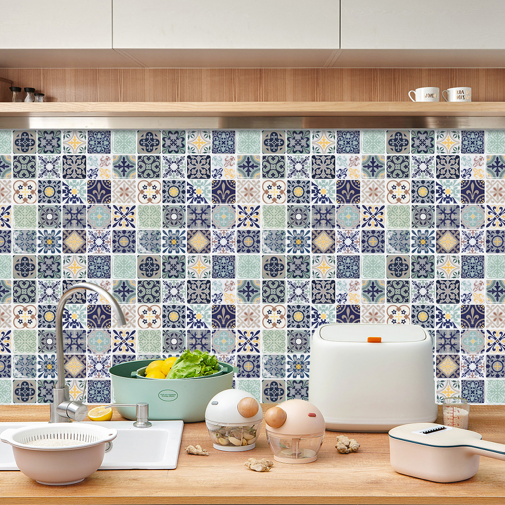 Fancy tiles Morocco Peel and Stick Backsplash Tile 12x12 Inch Self Adhesive Wall Sticker Kitchen