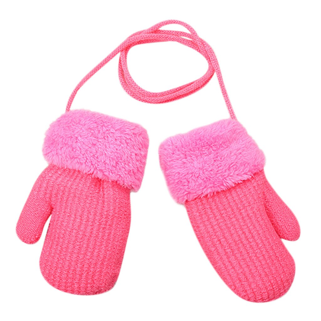 Velet luvas da criança do bebê meninas meninos ao ar livre macio inverno retalhos confortável manter quentes luvas crianças kayak eldiveni: Hot Pink