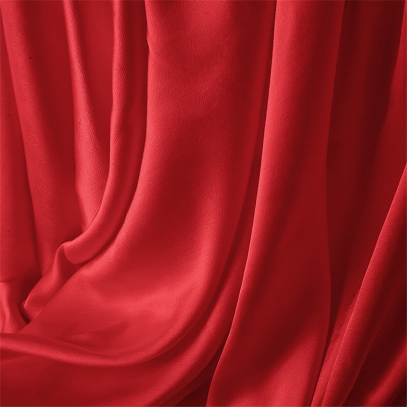 CF704 Solid Red Luxury Shiny Fabric For Dress Uniform Suit Coat Chinese Qipao 100% Cotton Satin Handmade Diy Fabrics