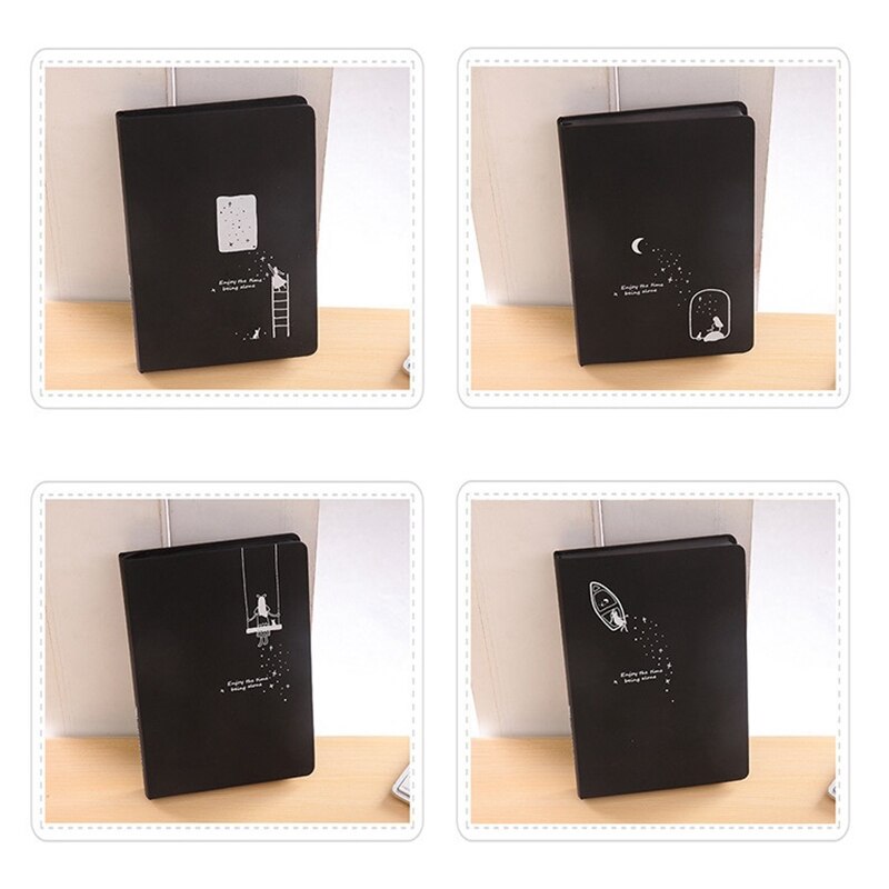 Black Card Notebook Diary DIY Blank Black Paper Sketch Book 96