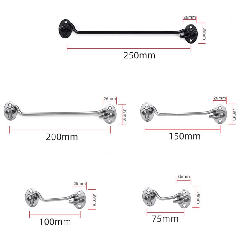 Edelstahl Kabine Haken Auge Schuppen Tor Tür verriegeln Stille Halfter 3 zoll Fenster Kabine Haken Und Auge verriegeln sperren schuppen Tor ^ 7