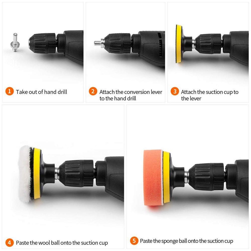 Juego de almohadillas para pulir coches de 14 Uds almohadilla de pulido con cera Kit de esponja para pulir autos Kit de rueda de 1/3 pulgadas/6Mm para pulir autos
