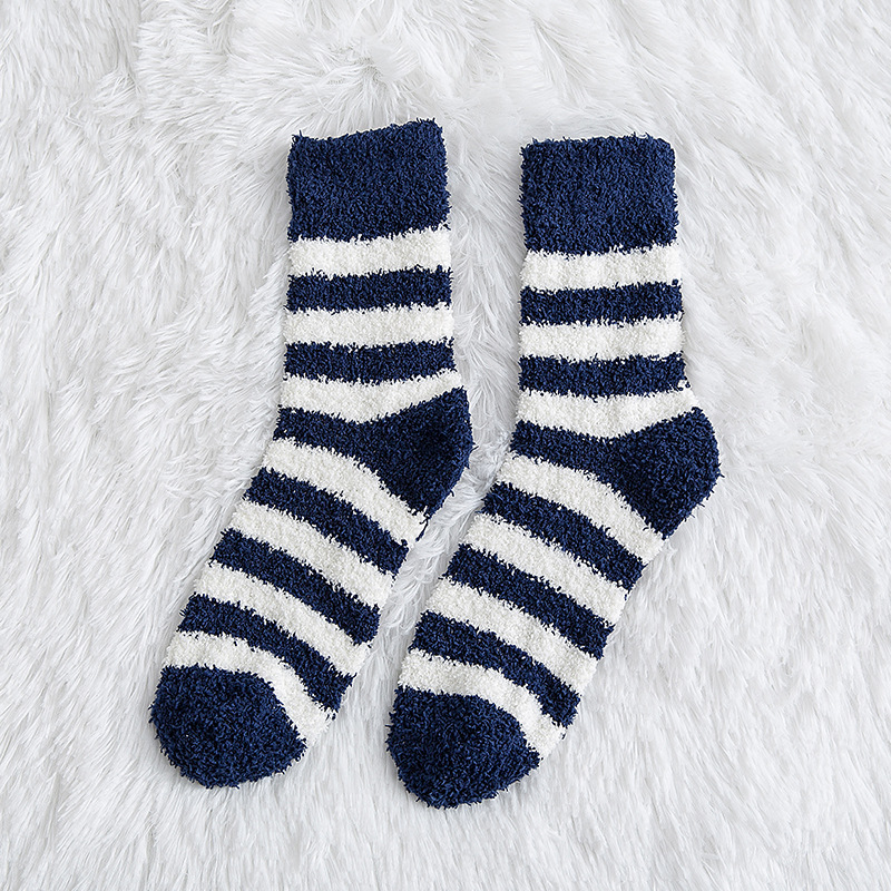 Meias listradas homem macio macio macio meias grossas coral veludo inverno quente casa piso interior terry toalha fuzzy sock masculino meias: 01