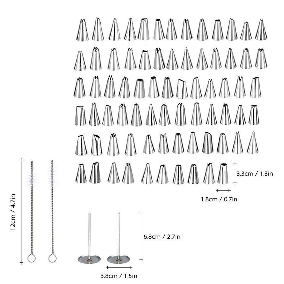 100Pcs Cake Decorating Tools Supplies Kit Frosting Piping Bags and Tips Set Icing Spatula and Smoother