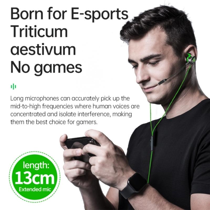 E74D In Ear Earphones eSports Earbud Build-in Noise Cancelling Microphone for Game 3.5mm Cable Controlled Earpiece