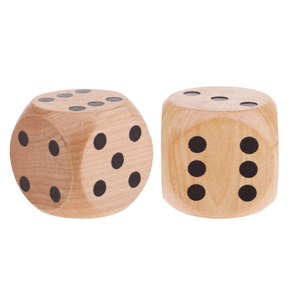 2x Large Wooden D6 Six Sided Dices Set For DND RPG Party Games Wood