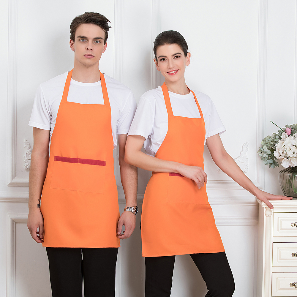 nuevos hombres mujeres hogar cocina restaurante delantal Chef camarero trabajo delantales Cocina Barbacoa peluquería delantal con bolsillos: Naranja