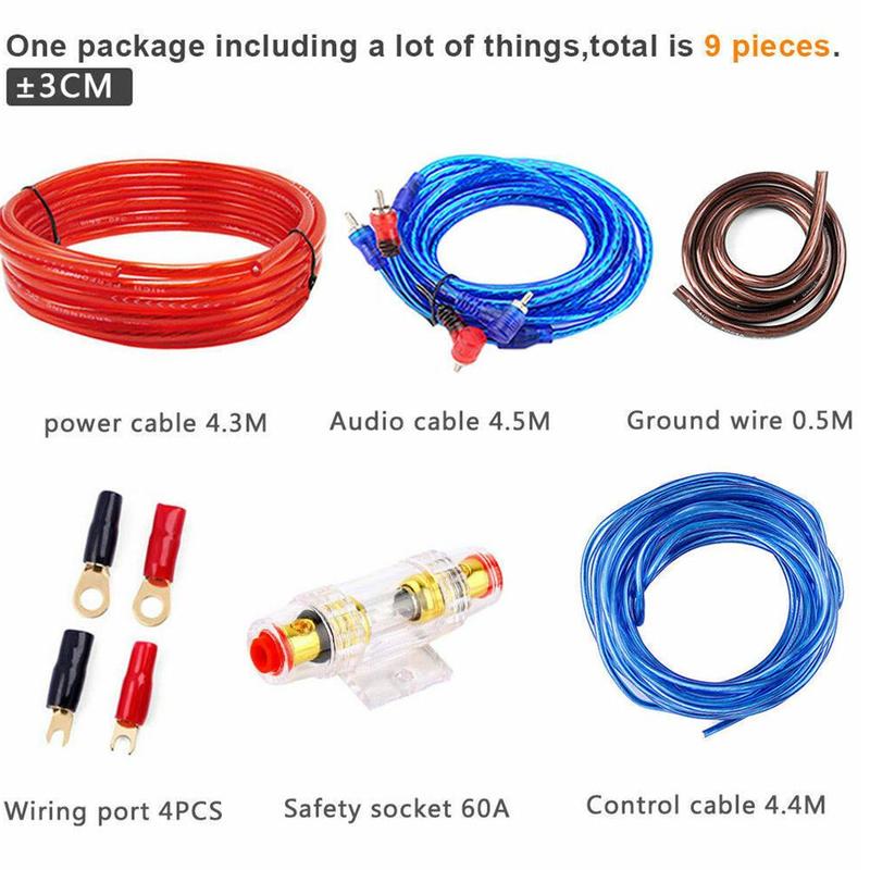 Samochodowy sprzęt audio kabel samochodowy głośniki audio zestaw okablowania wzmacniacz kablowy głośnik subwoofer przewody instalacyjne przewód zasilający linia instalacyjna