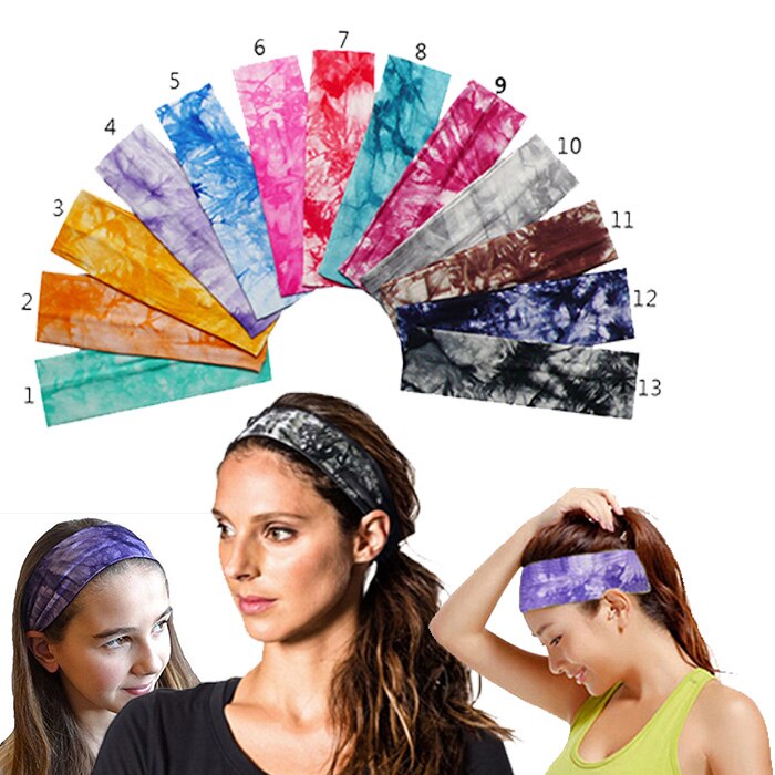 2 inch Tie Dye Cheetah Bos Boom Chevron Zebra Katoen Stretch Hoofdbanden Sport Meisje Haarbanden Bandage Gom Tulband Bandana