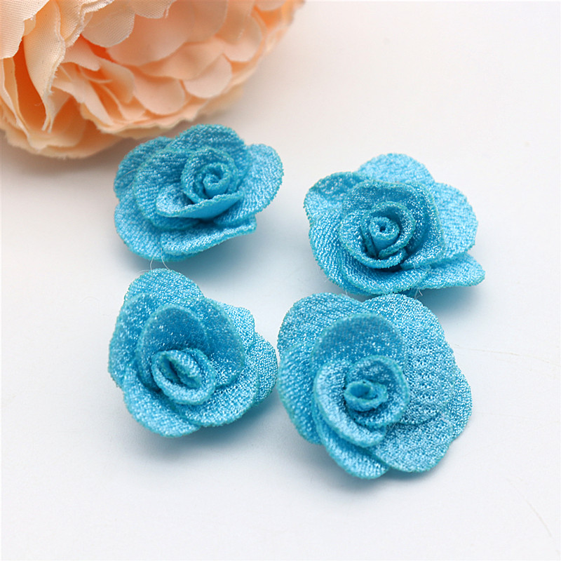Flor pequeña hecha a mano de 2,5 CM, rosa pequeña tridimensional, pétalo Multicolor, flor pequeña, accesorios para el cabello DIY, 24-48 Uds.: Níquel negro / M