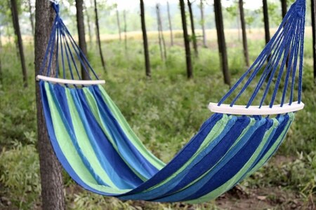 gehen Tragbare Hängematte Park Kind erwachsene Rest Hängematten draussen angeln schlafen hängen bett 1,5 Meter breit: Blau