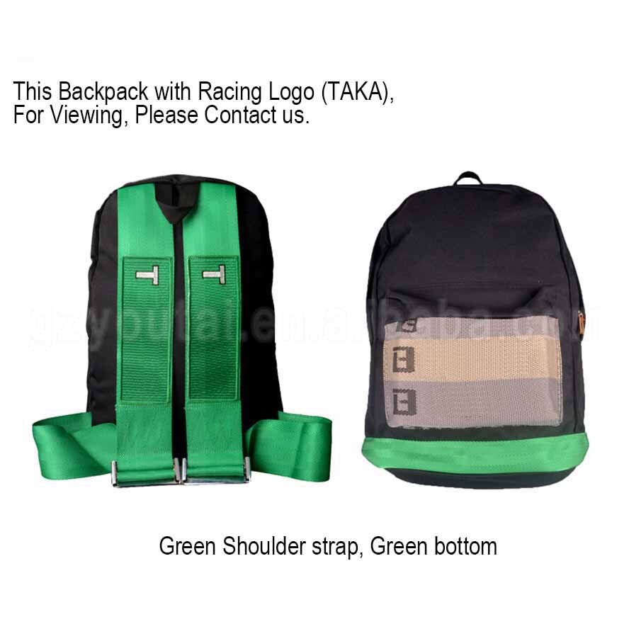 JDM Racing Style Bride Fabric Backpack Bride Seats Fabric Material Backpack Bag: GreenTK