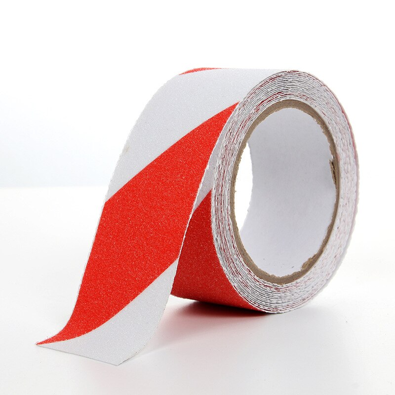 Ruban adhésif antidérapant d&#39;extérieur, 5M, bande de Traction antidérapante à haute Friction, adhésif abrasif pour escaliers, marche de sécurité: white red / 25mm x 500cm