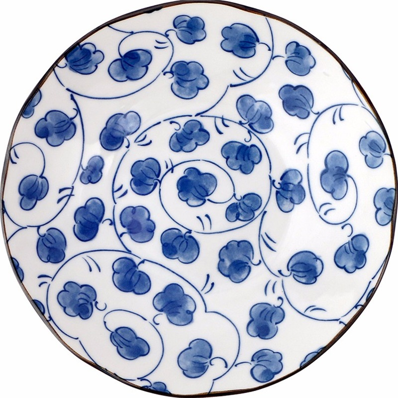 Ceramic Blue and White Porcelain Dinner Plate Hotel Restaurant Steak Plate Breakfast Salad Sushi Fruit Plate Kitchen Tableware