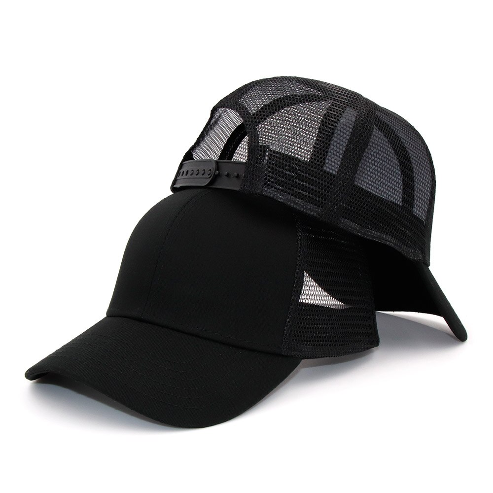 KOEP Type Casual Solid Cotton Truck Cap For Women Men Black White Summer Baseball Cap Cool Mesh Snapback Dad Hats Free Ship: Black-Black