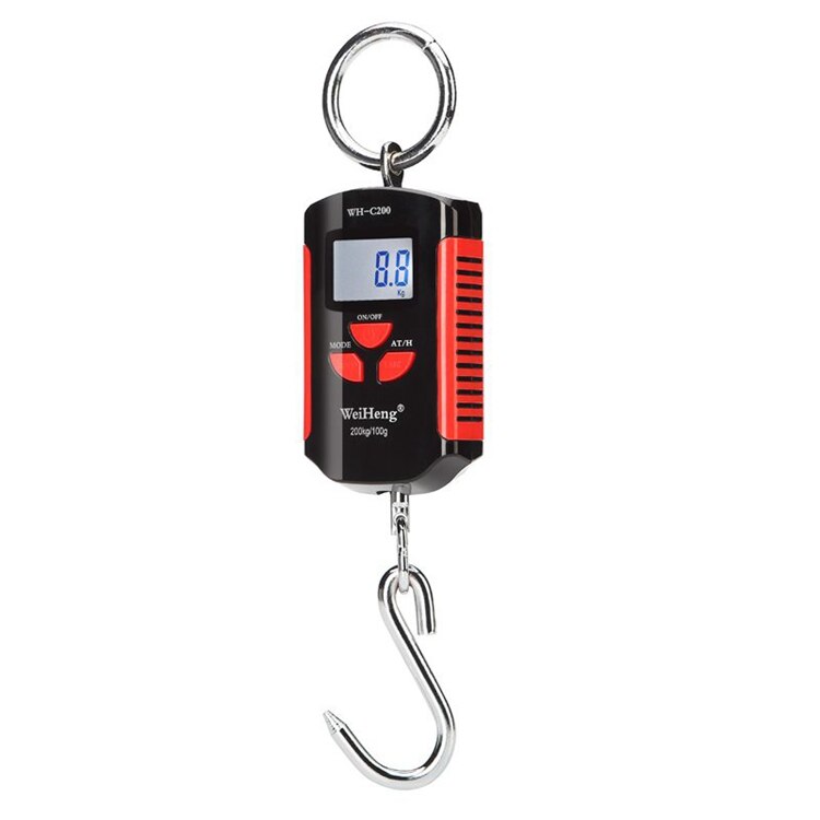 WeiHeng Crane Scale 150KG 500KG Digital Stainless Steel Hook Hanging Scales 200kg 300kg LCD Loop Fish Heavy Duty Weight Balance: 200kg Red