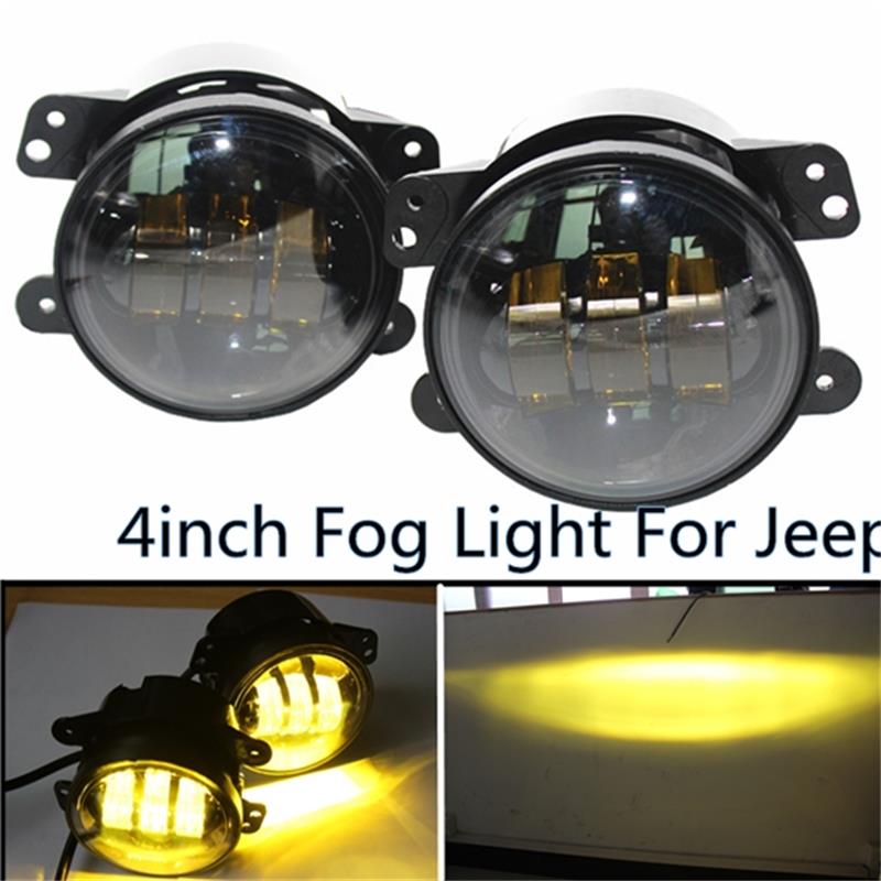 2PCS 4Inch Round Led Fog Lights 30W 6000K White Halo Ring DRL Off Road Fog Lamps For Jeep Wrangler JK TJ LJ Dodge Journey