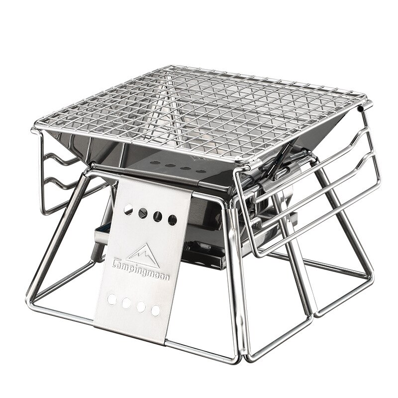 Campingmoon Outdoor Camping Picknick Ultra-Kleine Rvs Bbq Grill Draagbare Home Houtskool Bbq Kachel