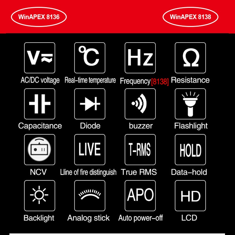 Automatic Digital Multimeter 6000 Counts Intelligent Scanning AC DC Measurement NCV True RMS Measurement Touch Screen Multimeter