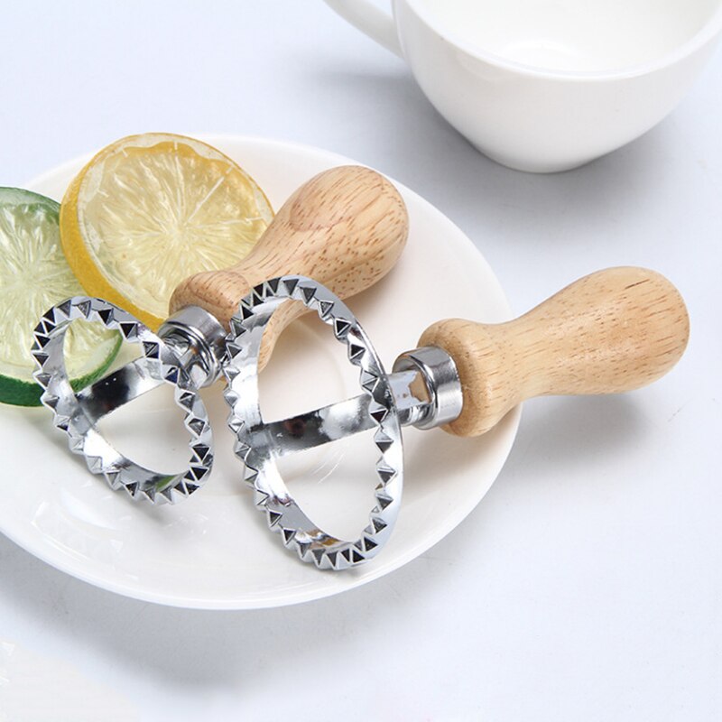 Ravioli Maker Cutter Stamp Set with Wooden Handle Zinc Alloy Biscuit Mould for Ravioli Pastal VJ