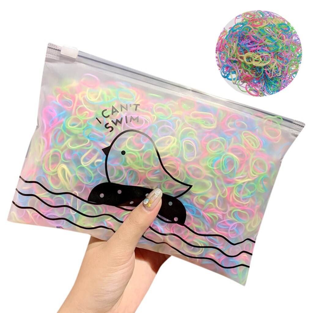 1000pcs/Pack Elastic Hair Bands Girls Colorful Hair Rope Small Disposable Rubber Bands Ponytail Holder Hair Accessories: C