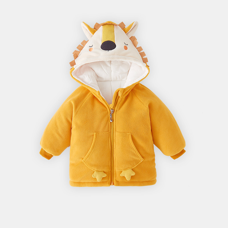 Bebê menina roupas de inverno roupas de bebê meninos crianças casacos de inverno quente superior polar casaco de lã animal decoração design: lion / 130cm