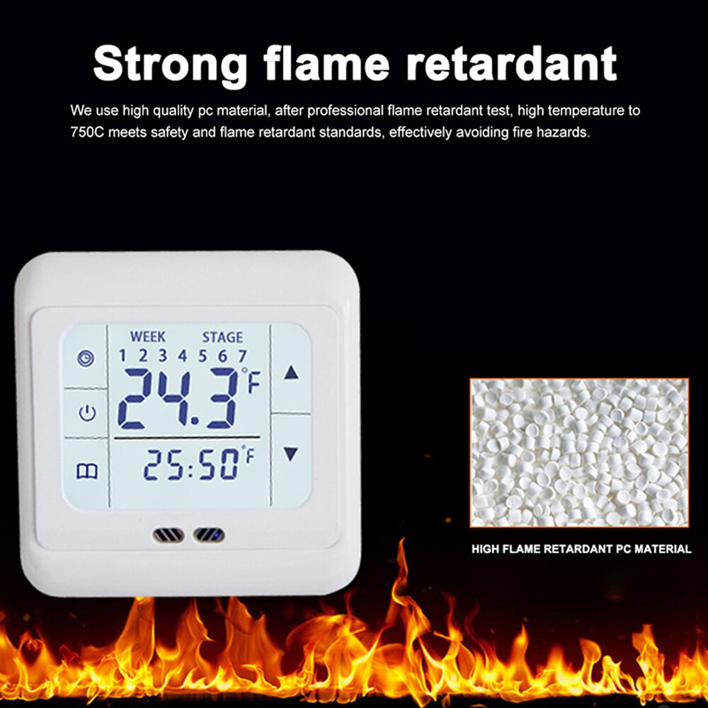 Termostato de calefacción con pantalla táctil para el hogar, termorregulador para calefacción eléctrica de suelo cálido, controlador de temperatura