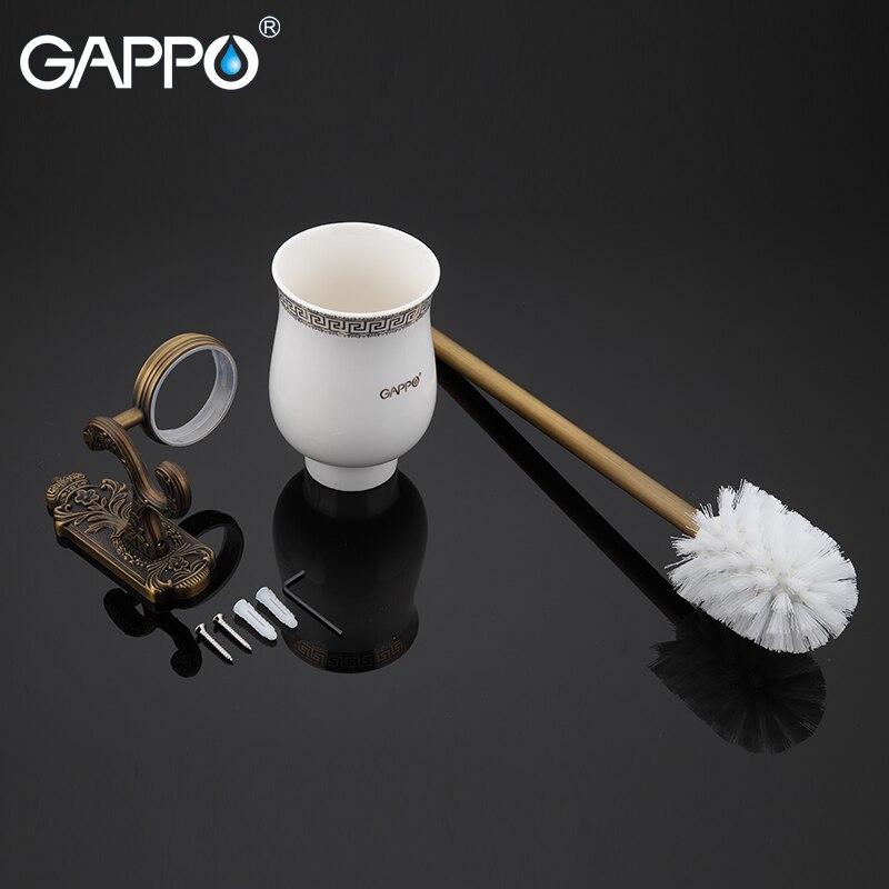 GAPPO Rvs Wc Borstel Houders Wall Mount Enkele Borstel Cetamic bekerhouders Antieke Toiletpot Badkamer Hardware set