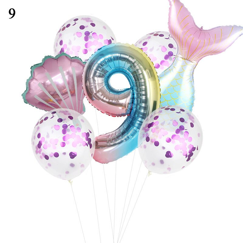 Birthday Party Balloon Decoration Mermaid Birthday Party Decor Number Balloon Decortion For Kids Little Mermaid Party Balloon: 9