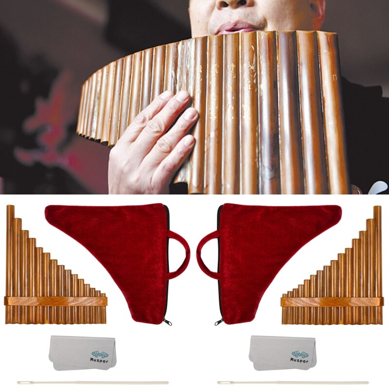 15 Natural Bamboo Pipes Pan Flute Wind Instrument Slippers Woodwind Instrument