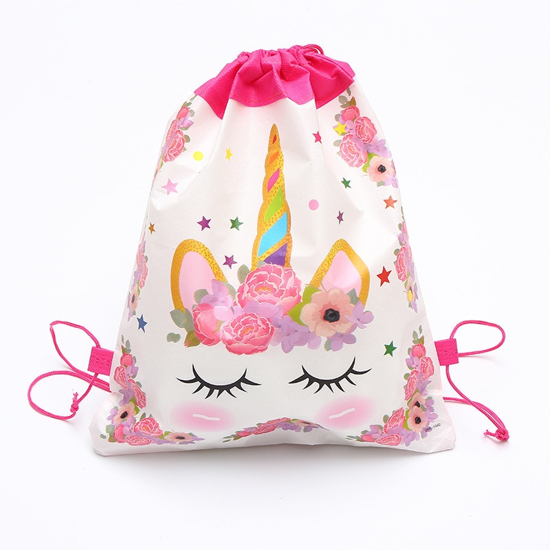 Cartoon Drawstring Bag for Girls Travel Storage Package Unicorn School Backpacks Children Birthday Party Favors Bag