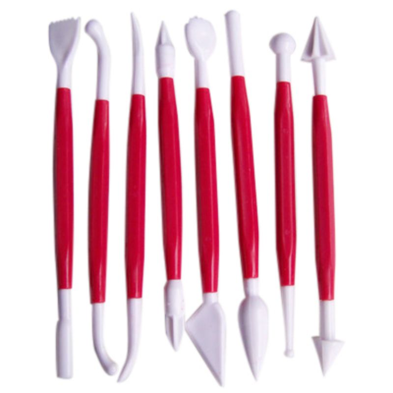 Cake Decorating Kit Baking Fondant Confectionery Maker Supplies Double Ended Confectionery Baking Sculpting Modeling Tool: Red