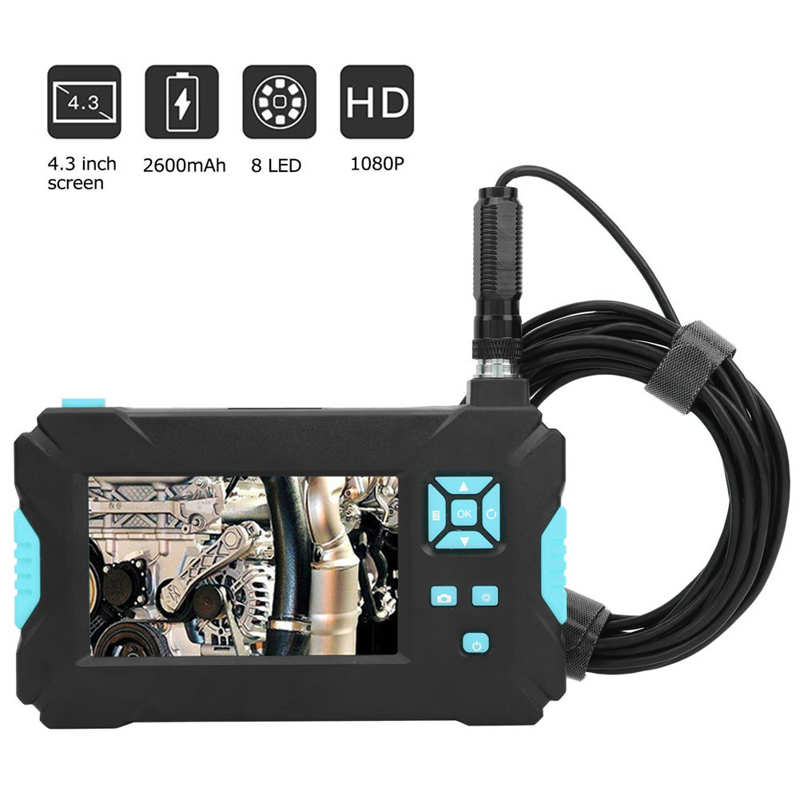 P30 5.5mm 4.3in Endoscope Camera Industrial Pipe Borescope with 1080P Screen 8 LEDs for Car Inspection