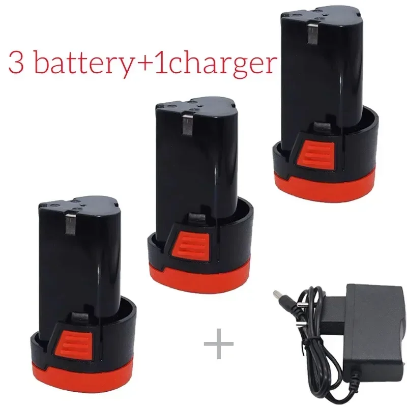 12V, 6800 mAh, Large Capacity Rechargeable Lithium-Ion Battery. F-Type. For Electric Tools, Drill Bits, Screwdrivers: Red