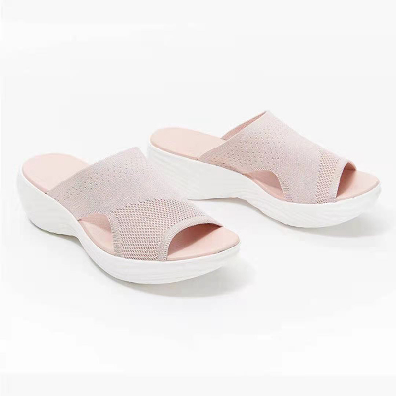Damesandaler elastisk kraft sommersko med lave hæle sandaler sommer dame hjemmesko lette slip-on sandaler med hæl dame