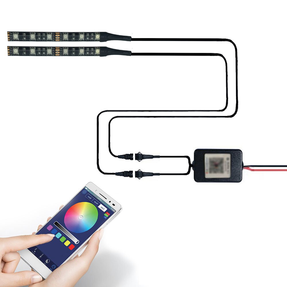 2PCS 10CM 5050SMD Motorcycle LED Light Strips- Multi-Color Accent Glow Neon Ground Effect Lights lamp 12LED RGB Light Strips: APP-2PCS-10CM