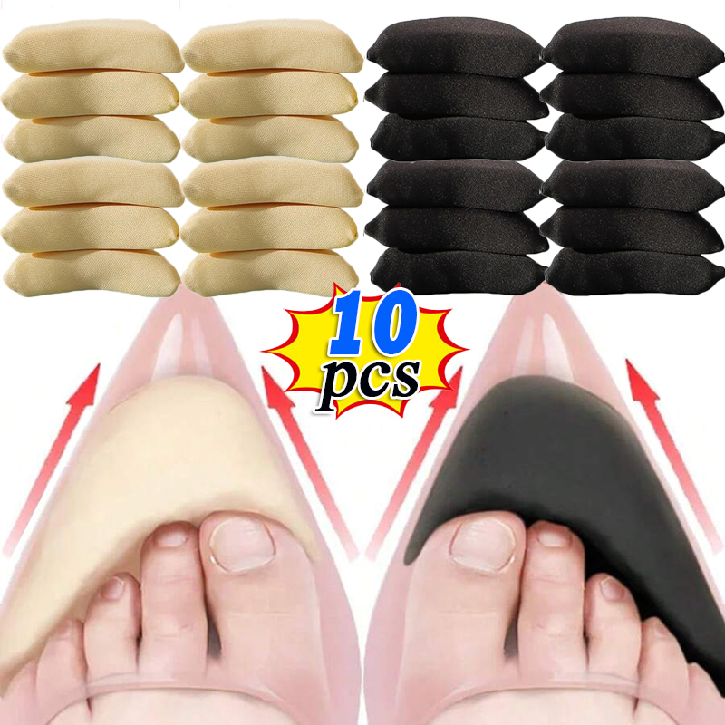 10 Uds. Almohadillas de esponja para el antepié, almohadillas de ajuste para reducir el tamaño del zapato, alivio del dolor, plantillas de relleno de tacón alto, almohadilla para el enchufe del dedo del pie del antepié