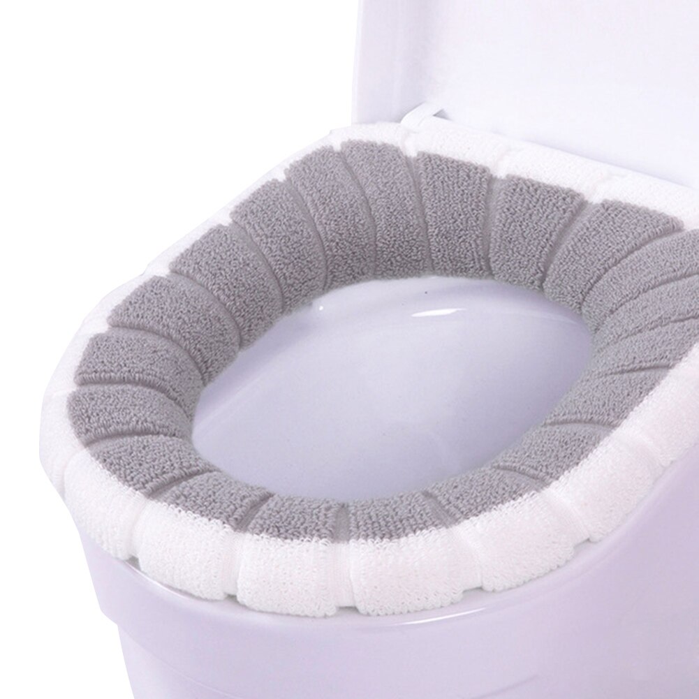 Universal toiletsædeovertræk vintertoiletsæde tilbehør pude fleece vaskbart toiletsæde padhome dekor toiletdæksel: Mørkegrå