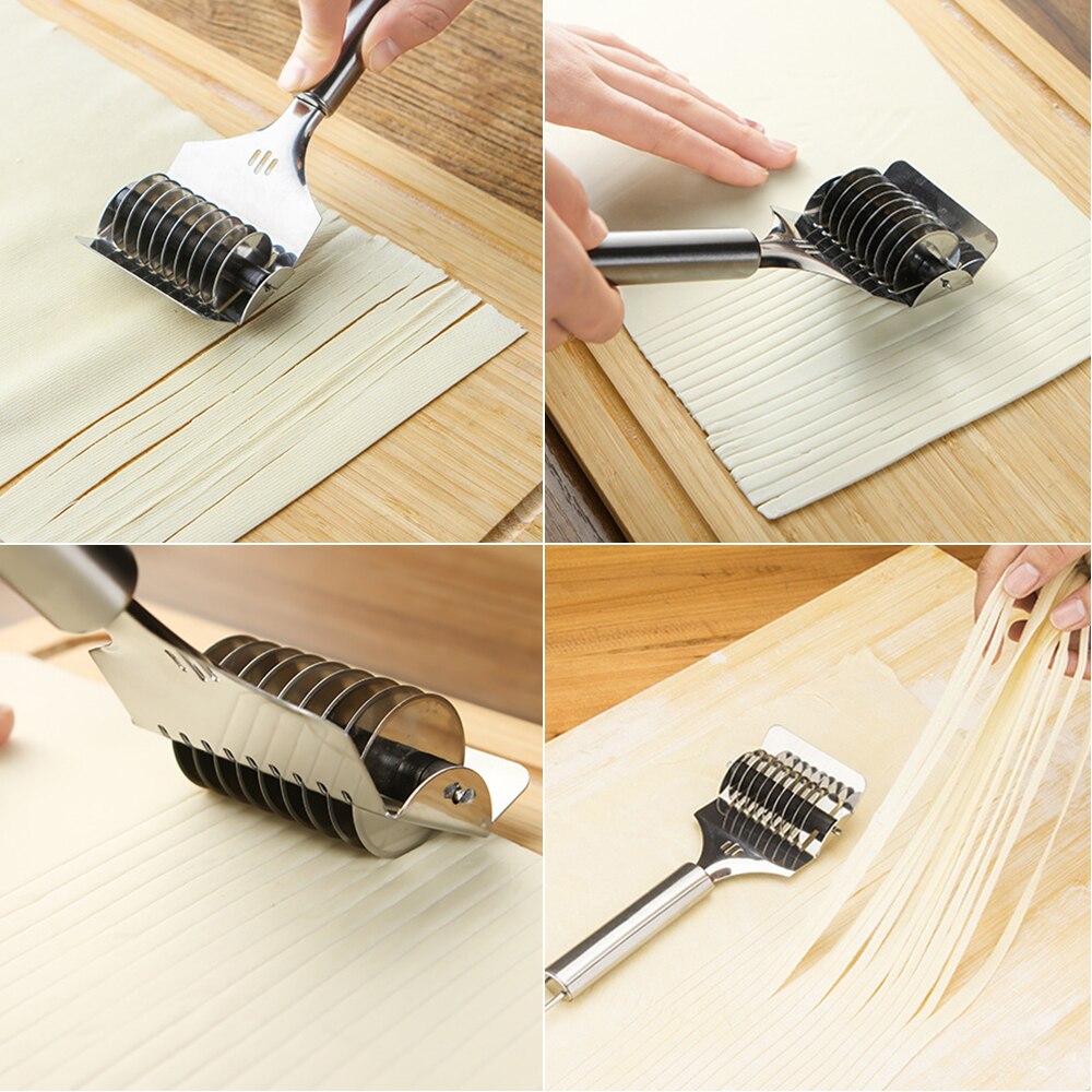Rustfrit stål spaghett noodle maker gitter roller docker dej cutter værktøj køkken hjælper hjælper skæring noodle skiver cutter