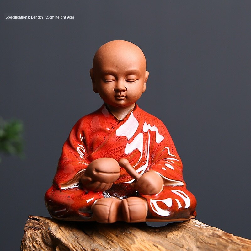 Håndlavet sød lille munk zen te ornamenter lilla sand boligdekorationer te ceremoni te bakke ler te kæledyr mini teaset: Tesæt 3