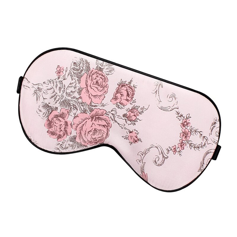 Sovmask 100%  naturligt mullbärssilke mjuk ögonbindel sovande ögonmask för att resa hem sömnhjälp hälsa ögonskugga ögonskydd: Rosa blomma