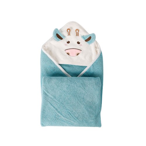 Høst baby gutter barn badehåndkle jenter hettegenser jule poncho barn badehåndkle tegneserie dyr svømme badekåpe bomull: Blå