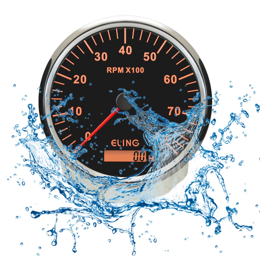 ELING Waterproof 110mm Universal Auto Tachometer Rev Counter 8000 RPM Meter 12V 24V Red/Yellow Backlight