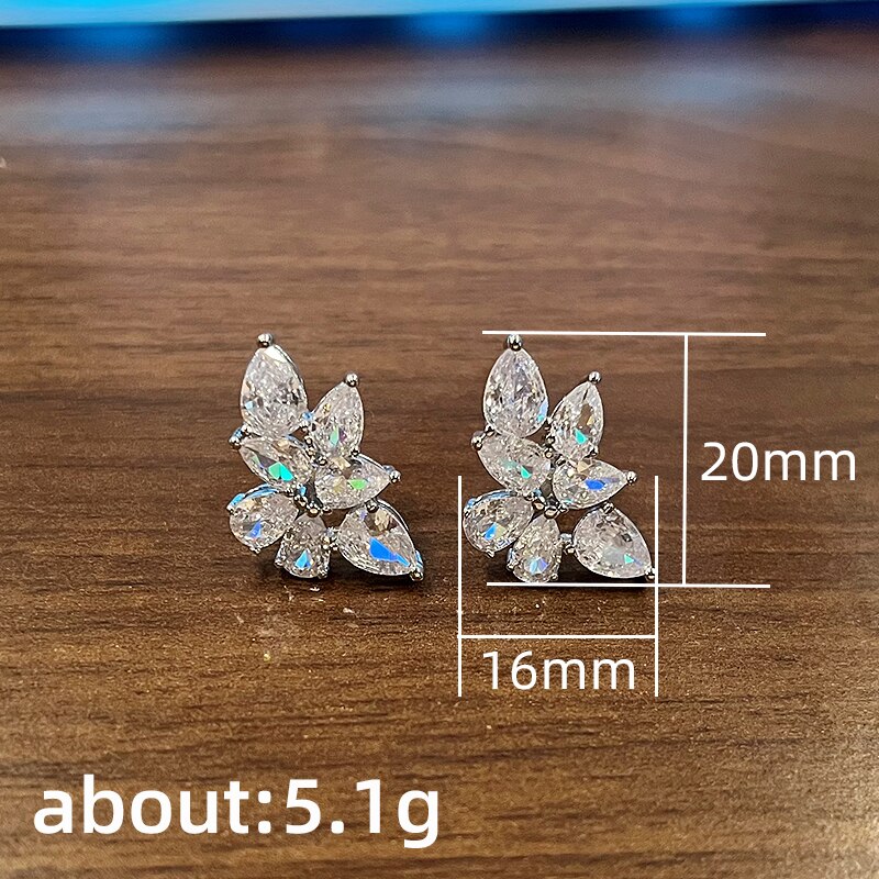 Huitan Matched Cubic Zirkoon Stud Oorbellen Vrouwen Voor Wedding Engagement Party Mode Luxe Oor Accessoires Sieraden