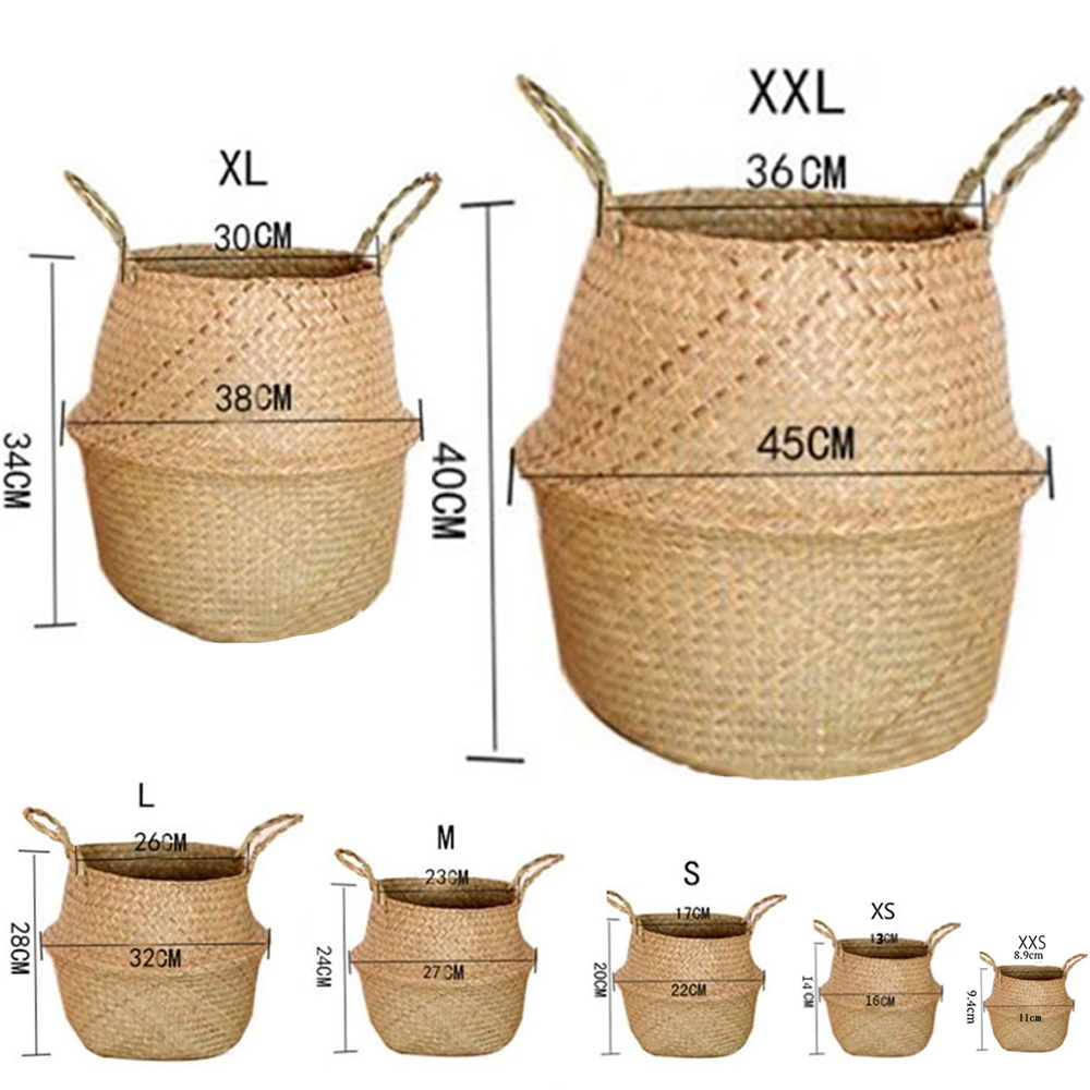 Grote Zeegras Rietenmand Rotan Hangende Bloempot Vuile Wasmand Opslag Voor Huis Tuin 45 Cm/38 Cm/32 Cm/27 Cm/22 Cm
