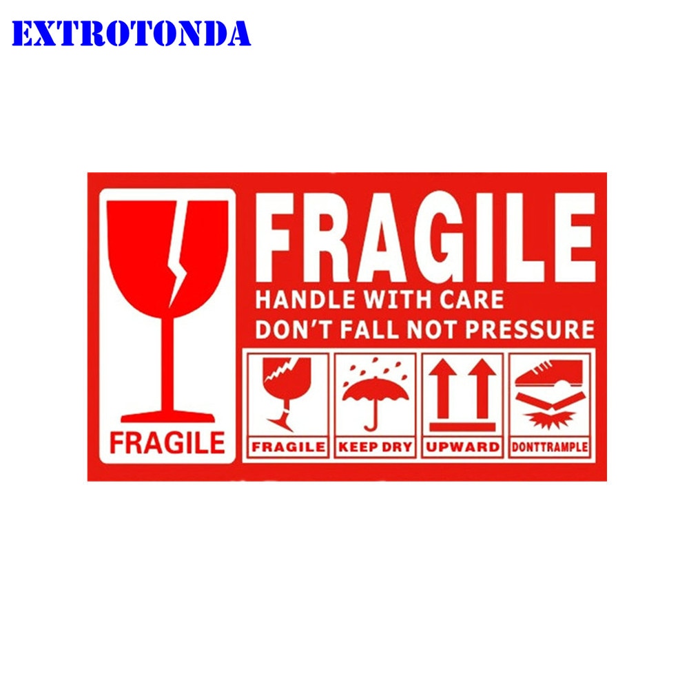 Fragile Warning Label Sticker 100pcs/lot 9x5cm Fragile Sticker Up and Handle With Care Keep Dry Express Label