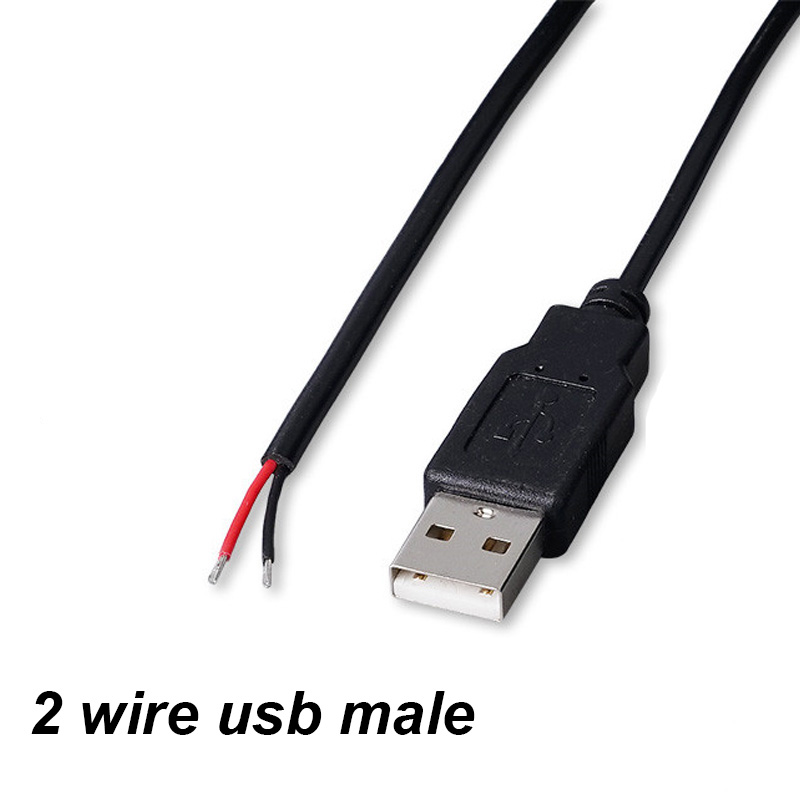 Micro USB hembra Jack 4 pines 2 pines macho hembra fuente de alimentación línea de datos Cable de carga conector de cable de extensión Q1: Naranja / 2 m