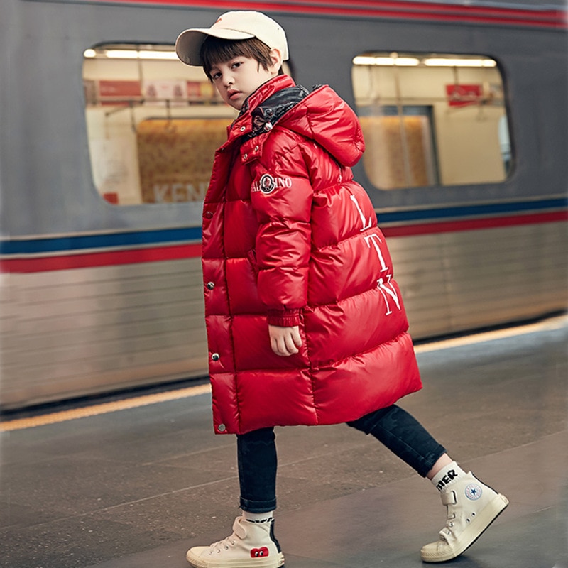 Children Down Jacket Bright-faced Girls Boys Clothes Winter Thicken Waterproof Outdoor Hooded Coat Kids Snowsuit Clothing