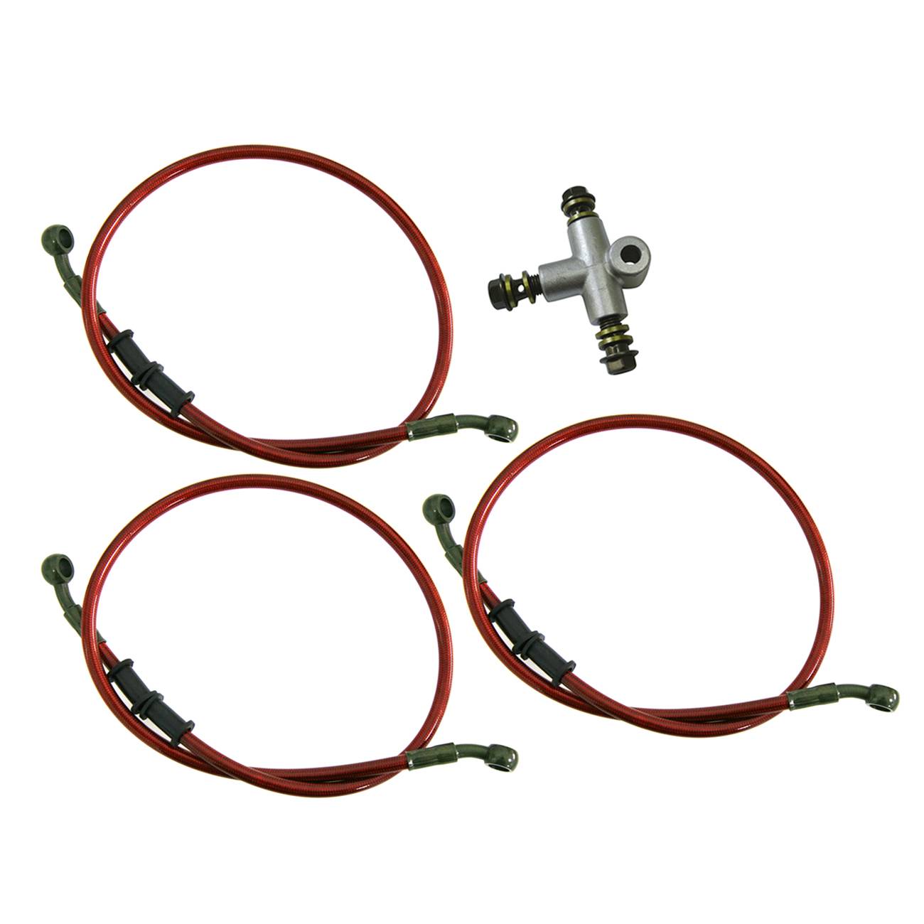 3 Way Adapter & 3x100 cm Fuel Line voor Motorfiets: Red