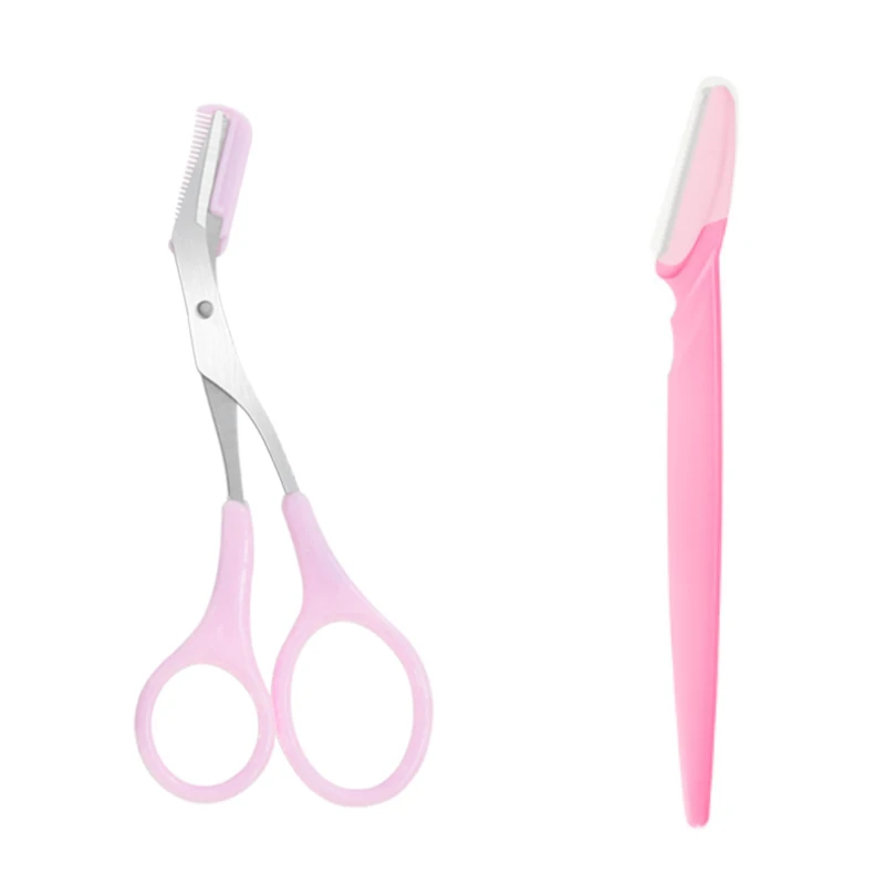 Eyebrow Trimmer Scissor Beauty Products for Women Eyebrow Scissors with Comb Stainless Steel Makeup Tools Beauty Scissors: Brushed Brass